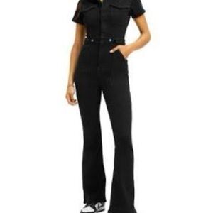 GOOD AMERICAN Fit For Success Bootcut Denim Jumpsuit Size XS